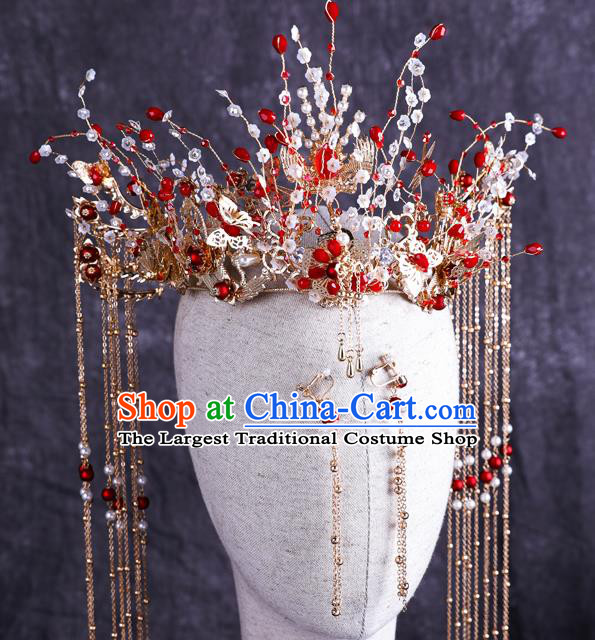 Traditional Chinese Handmade Beads Hair Crown Chaplet Hairpins Ancient Bride Hair Accessories for Women