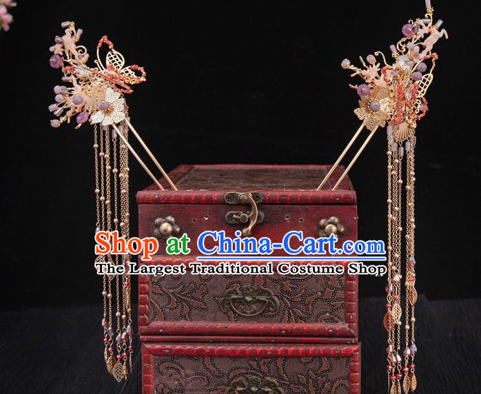 Traditional Chinese Handmade Butterfly Hair Comb Hairpins Ancient Bride Hair Accessories for Women