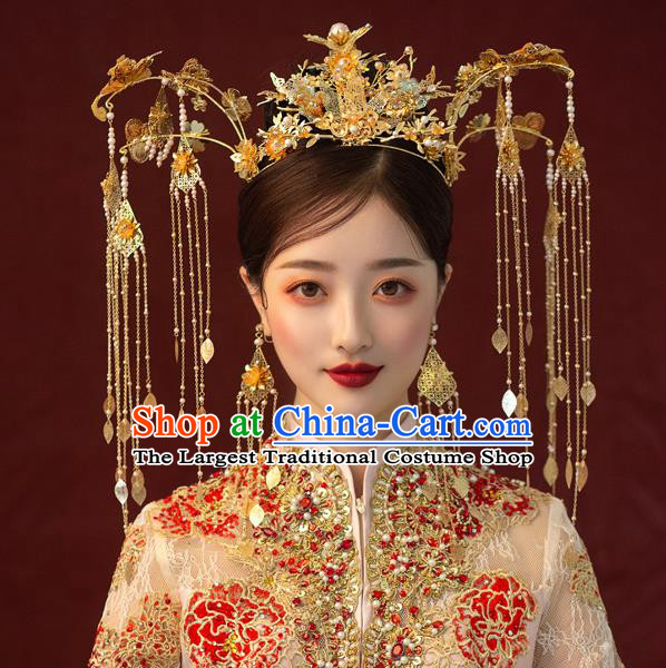 Traditional Chinese Handmade Luxury Chaplet Hair Crown Hairpins Ancient Bride Hair Accessories for Women