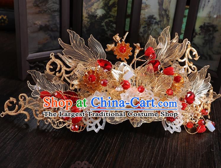 Traditional Handmade Chinese Shell Lotus Chaplet Hair Crown Hairpins Ancient Bride Hair Accessories for Women