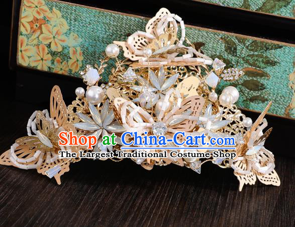 Traditional Handmade Chinese Opal Chaplet Hair Crown Hairpins Ancient Bride Hair Accessories for Women