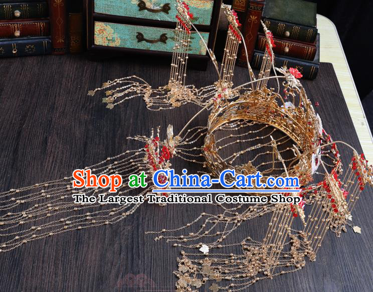 Traditional Handmade Chinese Wedding Butterfly Coronet Hairpins Ancient Bride Hair Accessories for Women