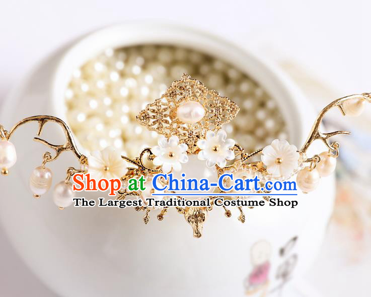 Chinese Traditional Wedding Hanfu Golden Hairpins Handmade Ancient Bride Hair Accessories for Women