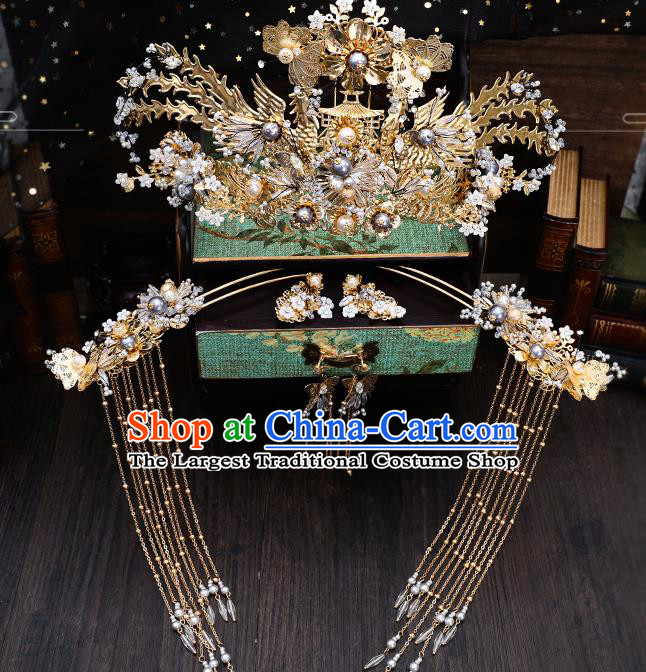 Traditional Handmade Chinese Wedding Phoenix Hair Comb Hairpins Ancient Bride Hair Accessories for Women