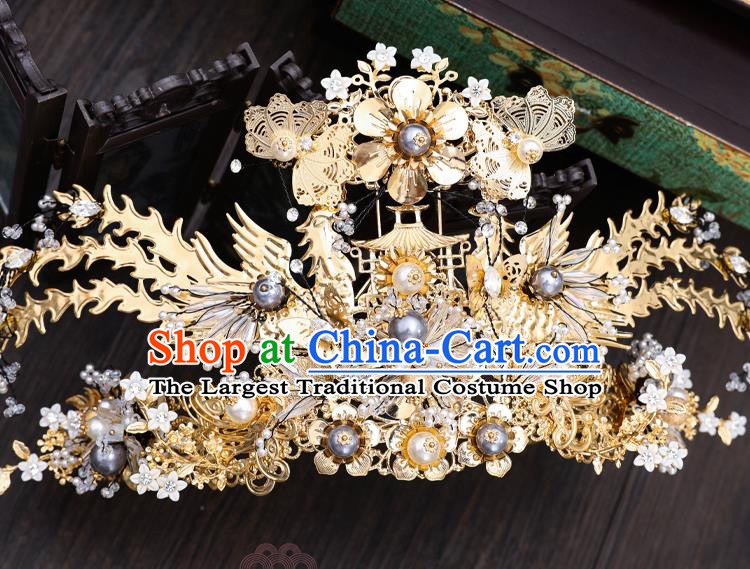 Traditional Handmade Chinese Wedding Phoenix Hair Comb Hairpins Ancient Bride Hair Accessories for Women