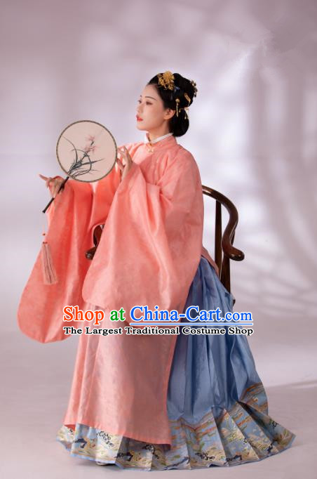 Traditional Chinese Ming Dynasty Duchess Blouse and Skirt Ancient Patrician Dowager Historical Costumes for Women