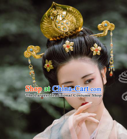 Traditional Chinese Tang Dynasty Princess Phoenix Coronet Hairpins Handmade Ancient Queen Hair Accessories for Women