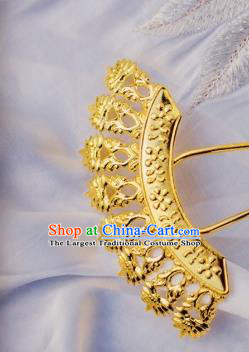 Chinese Traditional Song Dynasty Golden Hairpins Handmade Ancient Royal Empress Hair Accessories for Women