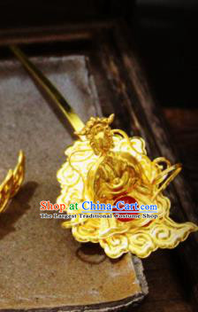 Chinese Traditional Tang Dynasty Golden Goddess Hairpins Handmade Ancient Royal Empress Hair Accessories for Women