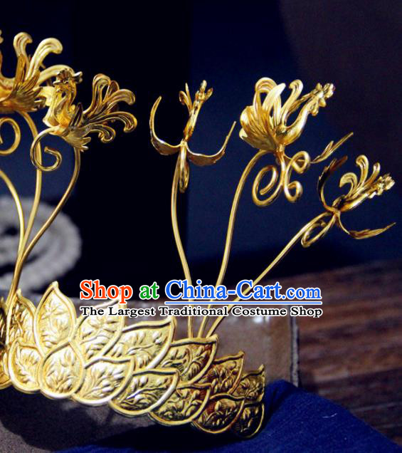 Chinese Traditional Tang Dynasty Princess Carving Phoenix Hair Crown Hairpins Handmade Ancient Royal Empress Hair Accessories for Women