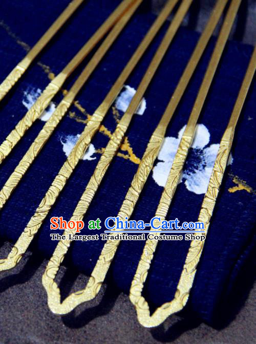 Chinese Traditional Tang Dynasty Princess Golden Hairpins Handmade Ancient Royal Empress Hair Accessories for Women