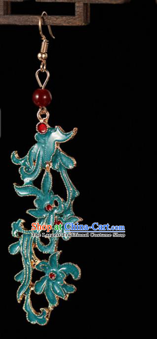 Traditional Chinese Hanfu Blue Phoenix Earrings Handmade Ancient Princess Ear Accessories for Women