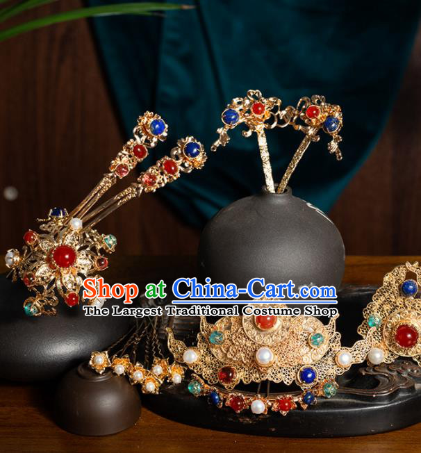 Chinese Traditional Ming Dynasty Wedding Hair Comb Hairpins Ancient Princess Hair Accessories for Women