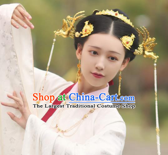 Traditional Chinese Ming Dynasty Princess Hair Crown and Phoenix Hairpins Ancient Court Queen Hair Accessories for Women