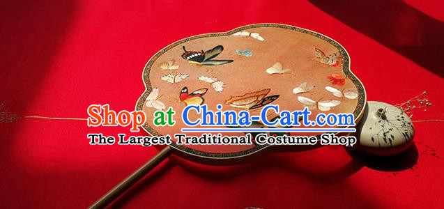 Traditional Chinese Hanfu Wedding Silk Fans Handmade Ancient Princess Embroidered Butterfly Palace Fan for Women
