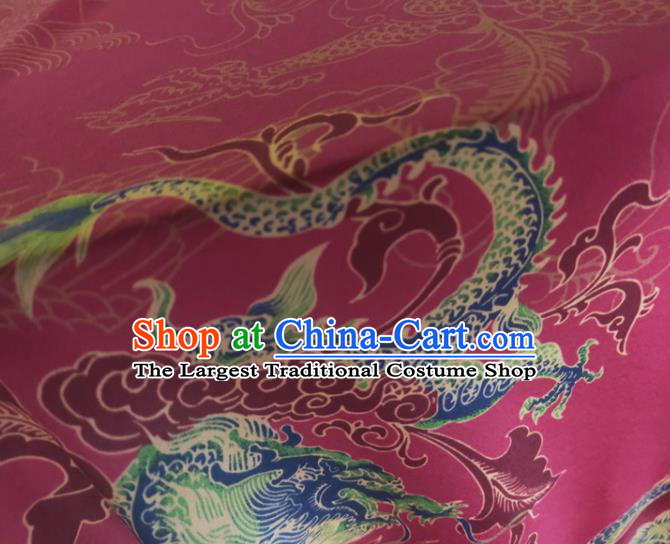 Chinese Traditional Phoenix Pattern Wine Red Silk Fabric Mulberry Silk Fabric Hanfu Dress Material