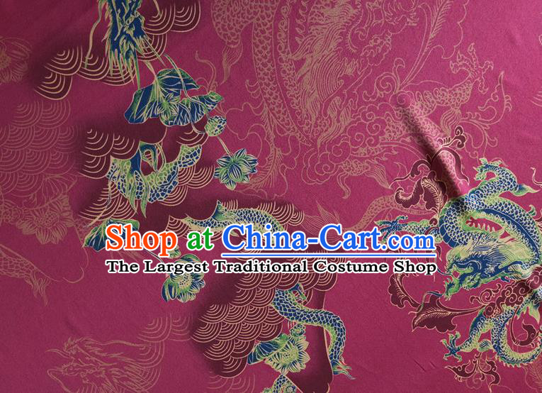 Chinese Traditional Phoenix Pattern Wine Red Silk Fabric Mulberry Silk Fabric Hanfu Dress Material