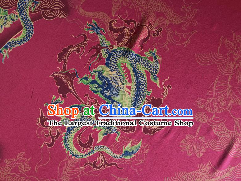 Chinese Traditional Phoenix Pattern Wine Red Silk Fabric Mulberry Silk Fabric Hanfu Dress Material