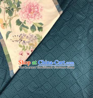 Chinese Traditional Peony Pattern Atrovirens Hanfu Fabric Flax Fabric Hanfu Dress Material