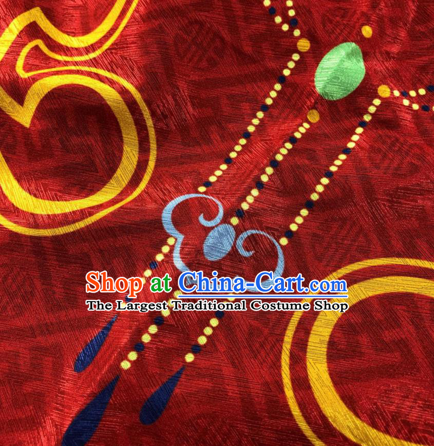 Chinese Traditional Peach Pattern Red Brocade Hanfu Fabric Silk Fabric Hanfu Dress Material