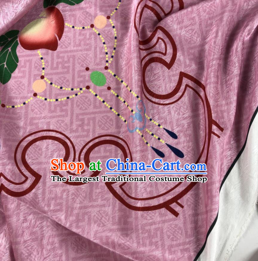 Chinese Traditional Peach Pattern Deep Pink Brocade Hanfu Fabric Silk Fabric Hanfu Dress Material