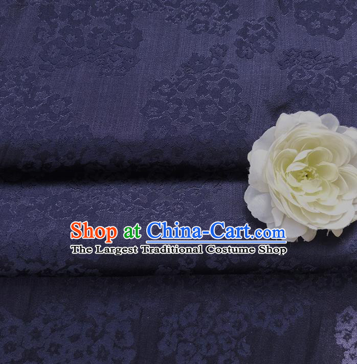 Chinese Traditional Classical Hydrangea Pattern Navy Cotton Fabric Imitation Silk Fabric Hanfu Dress Material