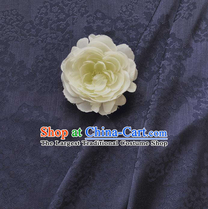 Chinese Traditional Classical Hydrangea Pattern Navy Cotton Fabric Imitation Silk Fabric Hanfu Dress Material