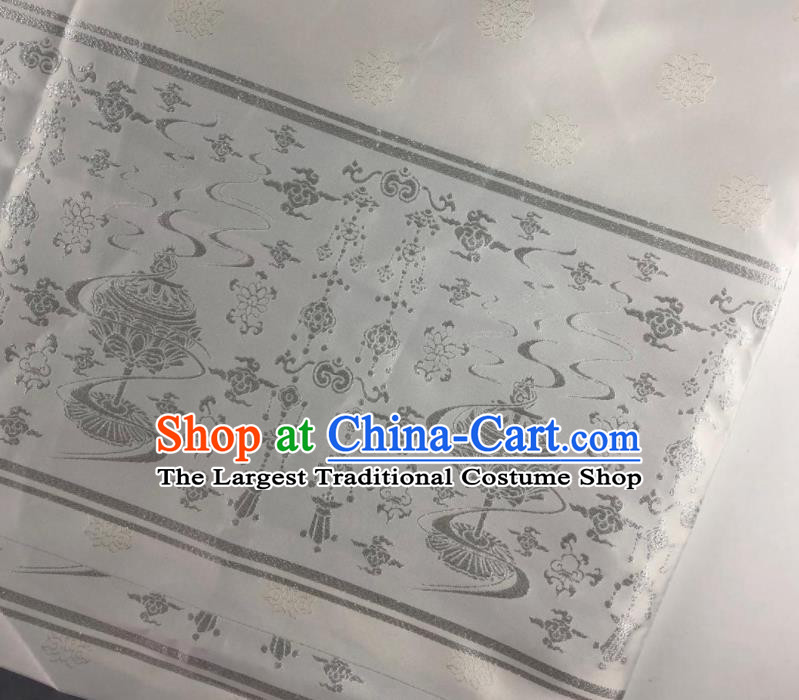 Chinese Traditional Censer Pattern White Brocade Hanfu Fabric Silk Fabric Hanfu Dress Material