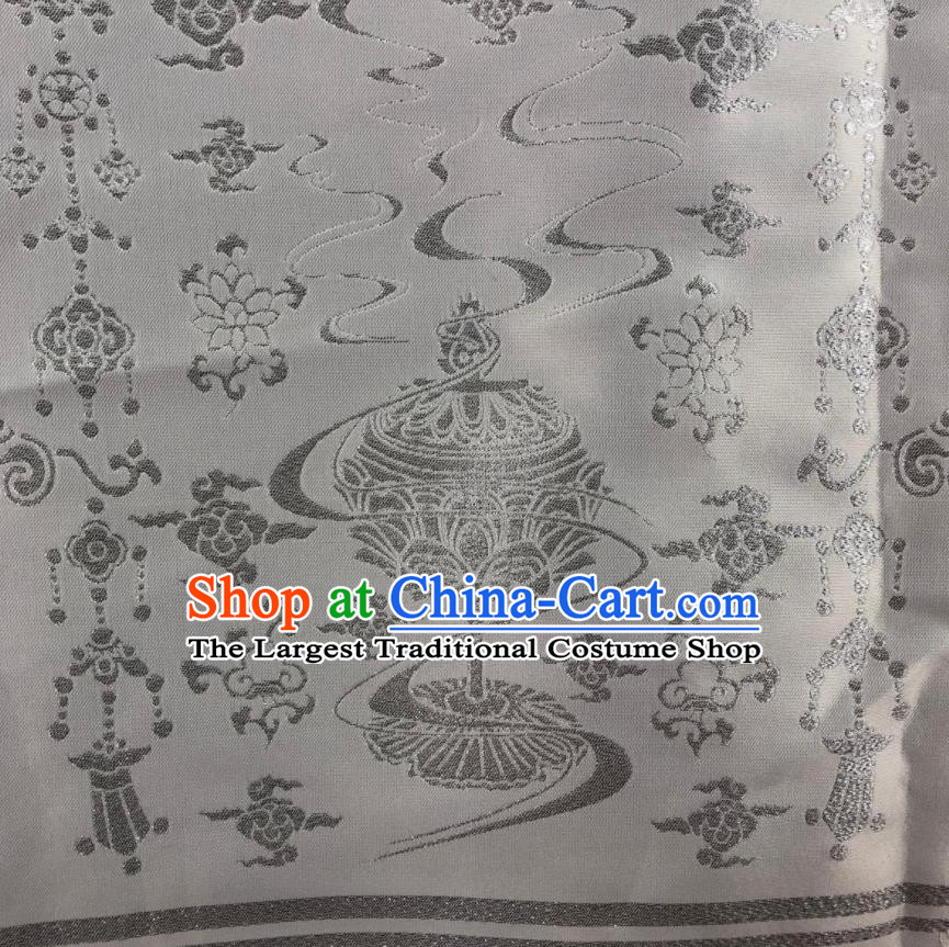 Chinese Traditional Censer Pattern White Brocade Hanfu Fabric Silk Fabric Hanfu Dress Material