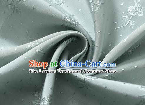 Chinese Traditional Classical Flowers Pattern Blue Cotton Fabric Imitation Silk Fabric Hanfu Dress Material