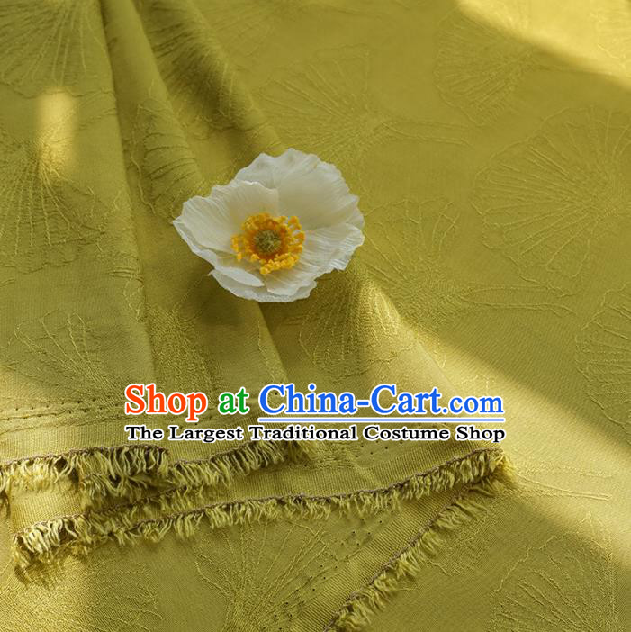 Chinese Traditional Classical Ginkgo Leaf Pattern Ginger Cotton Fabric Imitation Silk Fabric Hanfu Dress Material