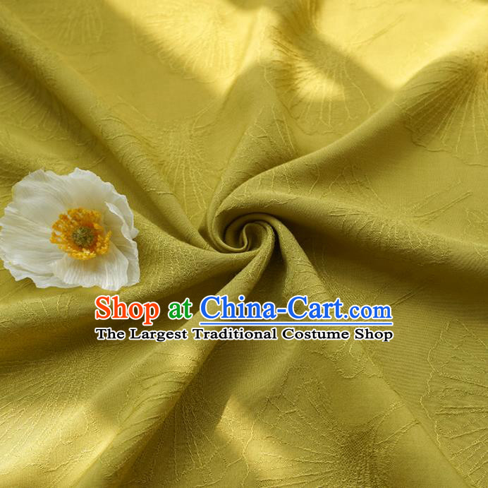 Chinese Traditional Classical Ginkgo Leaf Pattern Ginger Cotton Fabric Imitation Silk Fabric Hanfu Dress Material