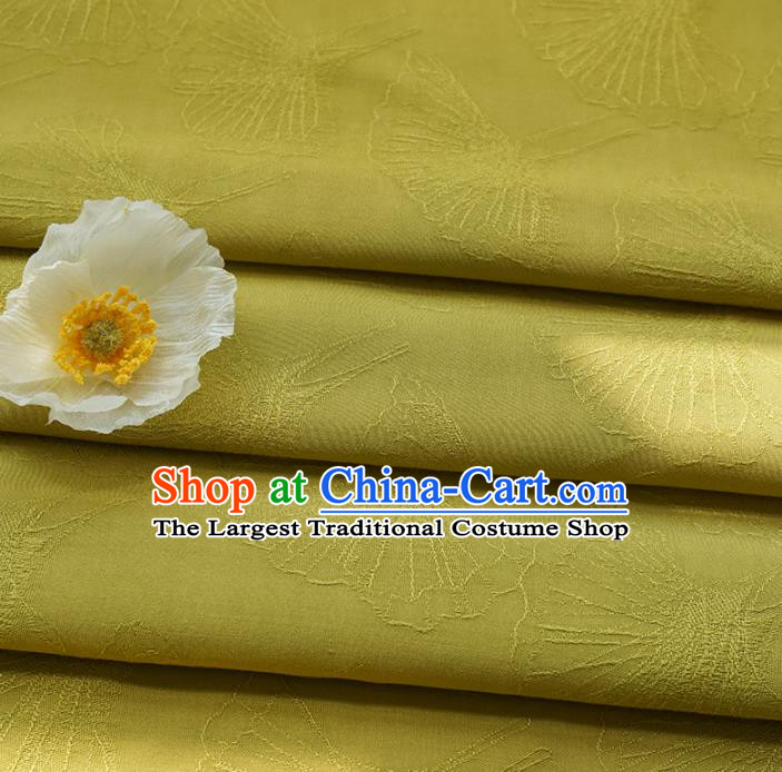Chinese Traditional Classical Ginkgo Leaf Pattern Ginger Cotton Fabric Imitation Silk Fabric Hanfu Dress Material