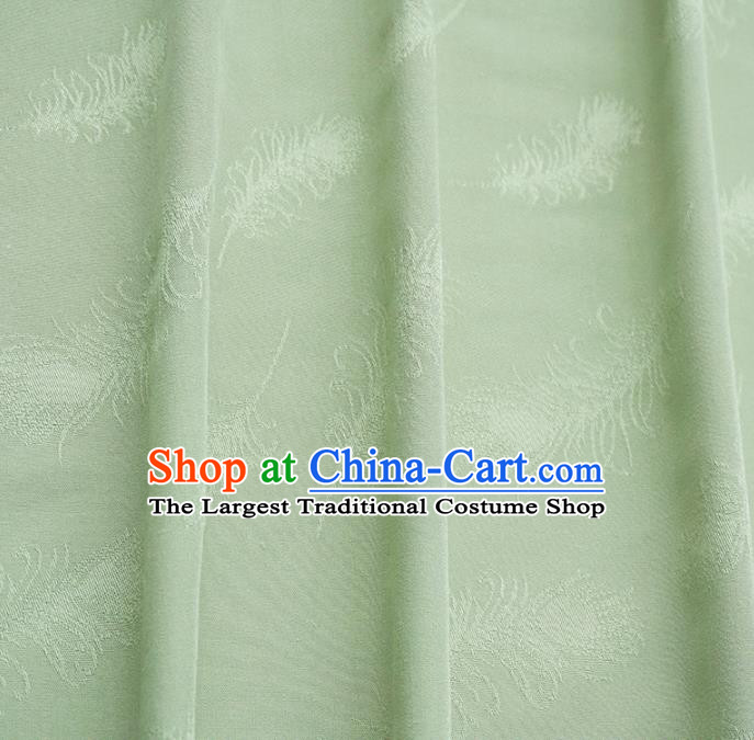 Chinese Traditional Classical Feather Pattern Light Green Cotton Fabric Imitation Silk Fabric Hanfu Dress Material