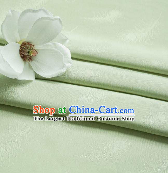 Chinese Traditional Classical Feather Pattern Light Green Cotton Fabric Imitation Silk Fabric Hanfu Dress Material