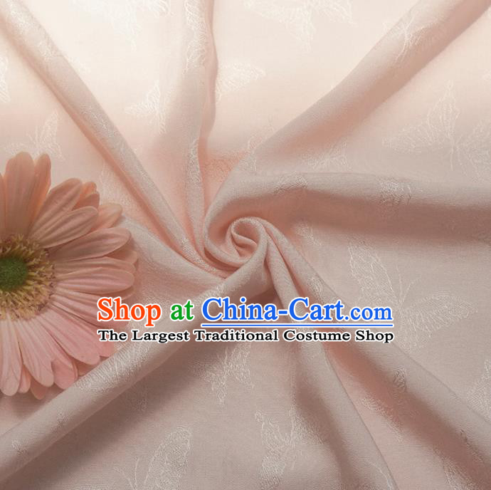 Chinese Traditional Classical Jacquard Butterfly Pattern Light Pink Cotton Fabric Imitation Silk Fabric Hanfu Dress Material