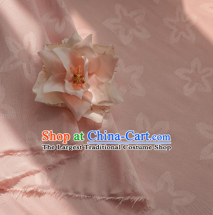 Chinese Traditional Classical Pattern Pink Cotton Fabric Imitation Silk Fabric Hanfu Dress Material