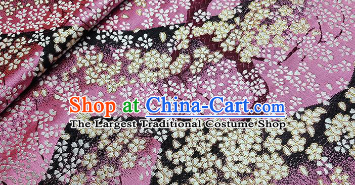 Japanese Traditional Sakura Pattern Kimono Pink Brocade Fabric Tapestry Satin Fabric Nishijin Material