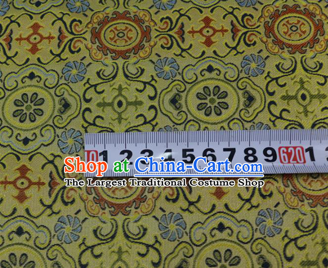 Chinese Traditional Rich Pattern Yellow Brocade Fabric Silk Satin Fabric Hanfu Material