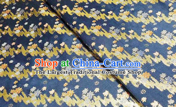 Japanese Traditional Maple Leaf Pattern Kimono Navy Brocade Fabric Tapestry Satin Fabric Nishijin Material