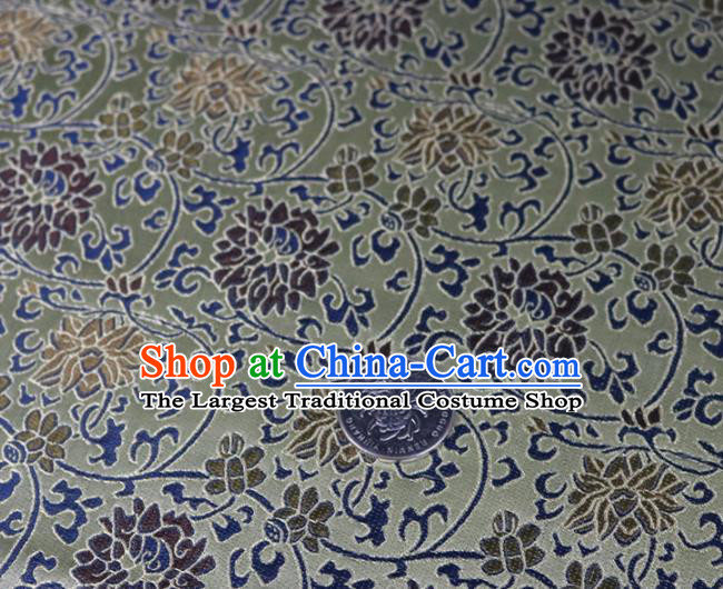 Chinese Traditional Twine Lotus Pattern Grey Brocade Fabric Silk Satin Fabric Hanfu Material