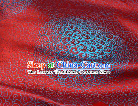 Chinese Traditional Auspicious Clouds Pattern Red Brocade Fabric Silk Satin Fabric Hanfu Material