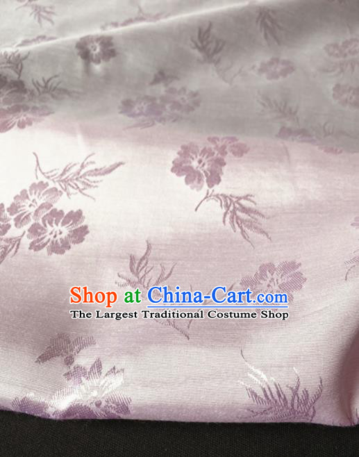 Chinese Traditional Flowers Pattern Pink Silk Fabric Hanfu Brocade Material