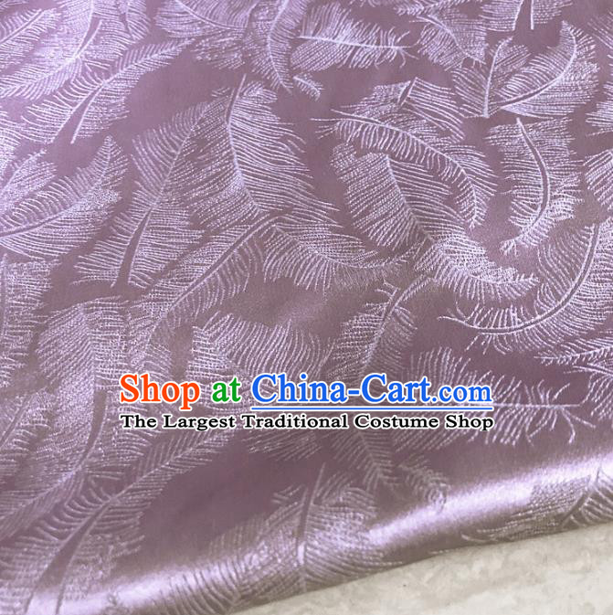 Chinese Traditional Feathers Pattern Deep Pink Silk Fabric Hanfu Brocade Material