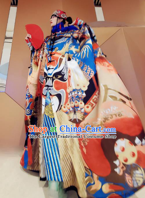 Chinese Traditional National Printing Opera Dress Tang Suit Cloak for Women