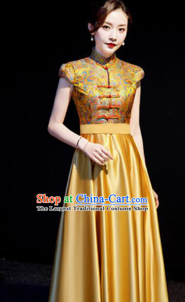 Chinese National Golden Chorus Qipao Dress Traditional Compere Cheongsam Costume for Women