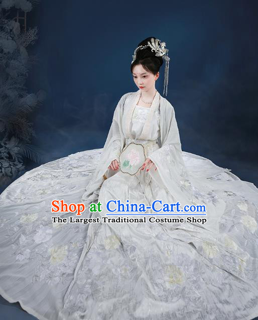 Chinese Tang Dynasty Imperial Consort Embroidered Dress Traditional Ancient Goddess Costumes for Women