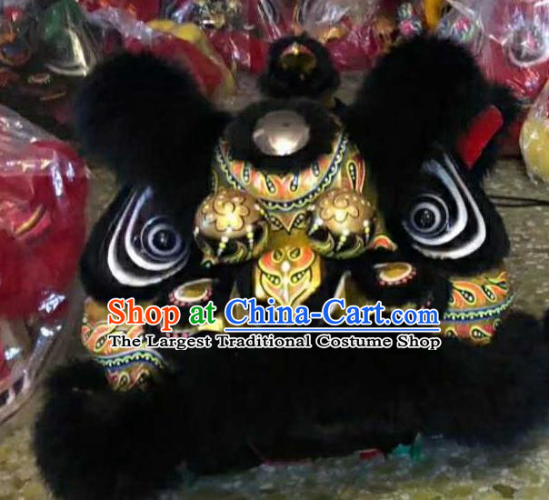 Top Chinese World Lion Dance Competition Black Fur Lion Head Lion Dance Costumes for Adult