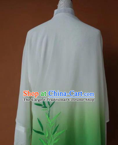 Chinese Tai Chi Changquan Embroidered Bamboo Green Garment Outfits Traditional Kung Fu Martial Arts Costumes for Adult