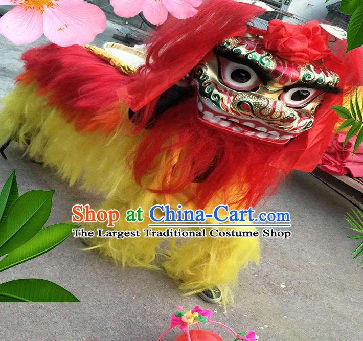 Chinese Traditional Children Lion Dance Fur Lion Head Top Lion Dance Competition Costumes for Kids